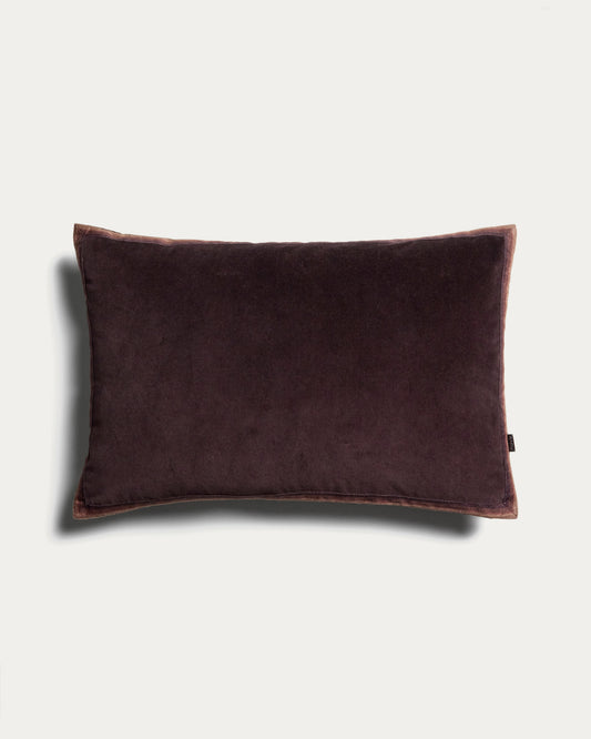 Housse de coussin Niroi 100 % coton velours marron avec détail ruban 40 x 60 cm
