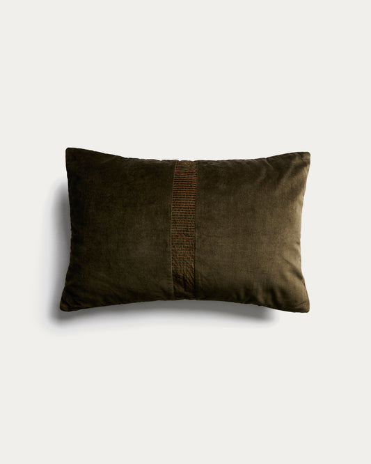 Housse de coussin Tavre en velours vert avec détail brodé 30 x 50 cm