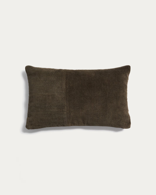 Housse de coussin Seliria en velours côtelé 100 % coton vert 30 x 50 cm
