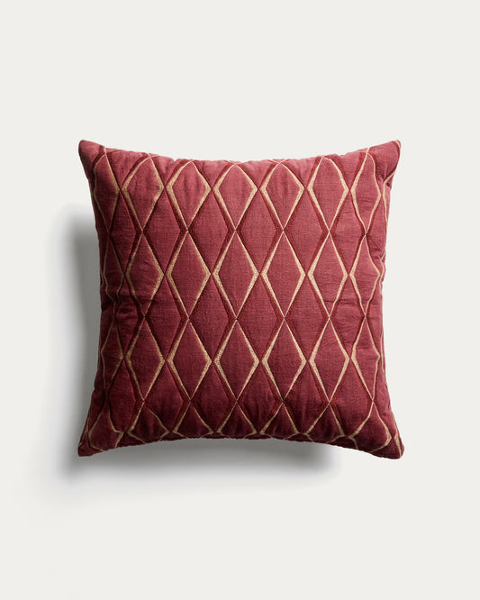 Housse de coussin Branel en micro-velours avec broderie grenat 45 x 45 cm