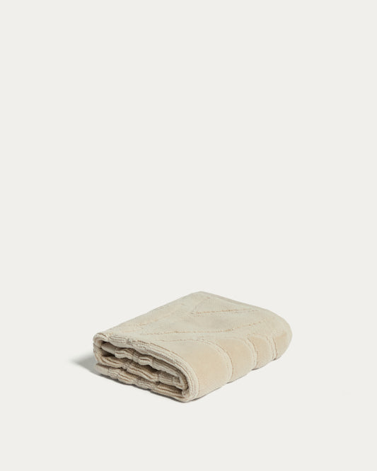 Essuie-mains Lurevi 100 % coton jacquard avec finition velours beige 30 x 50 cm