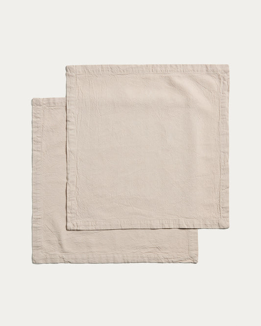 Ensemble Lerava de 2 serviettes en coton avec fini lavé gris pierre 35 x 35 cm