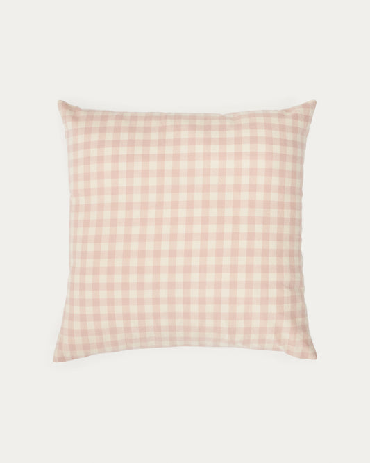 Housse de coussin  Yanil 100% coton à carreaux rose et beige 45 x 45 cm