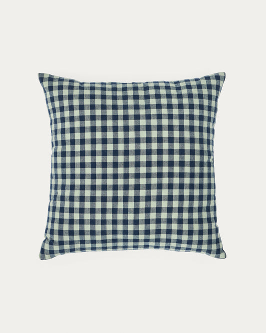 Housse coussin  Yanil 100% coton carreaux vert et bleu 45 x 45 cm