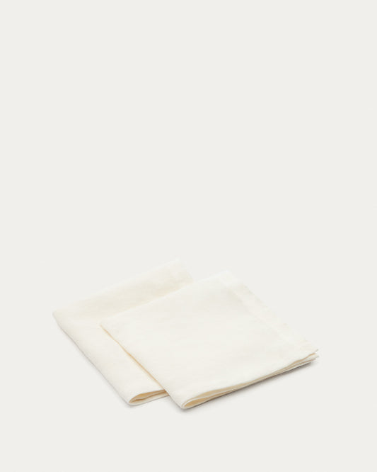 Lot Pals de 2 serviettes 100% lin blanc