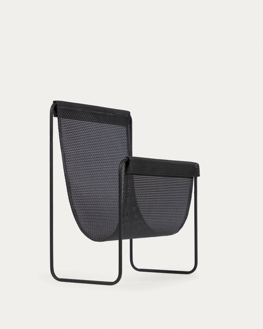 Porte-revues Siana noir et métal noir