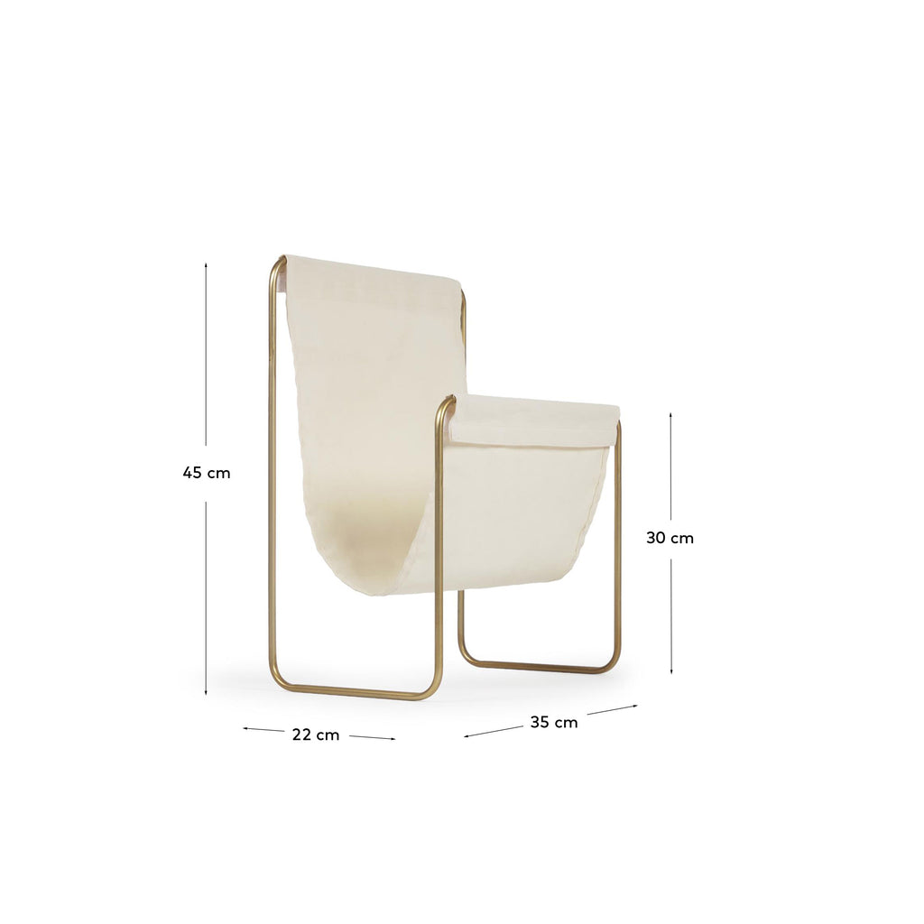 Porte-revues Siana beige et métal doré