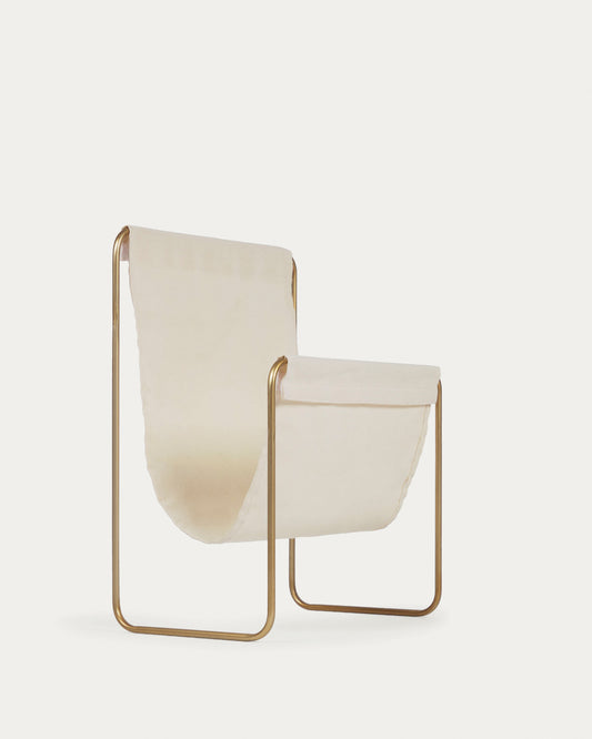 Porte-revues Siana beige et métal doré