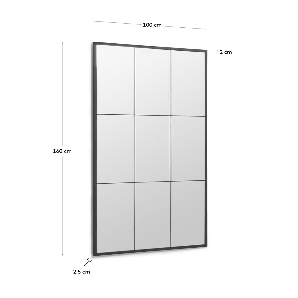 Miroir Ulrica en métal noir 100 x 160 cm