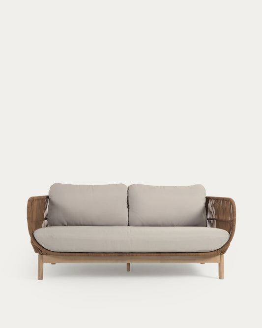 Canapé Catalina 3 places en corde beige et bois d'acacia 170 cm FSC