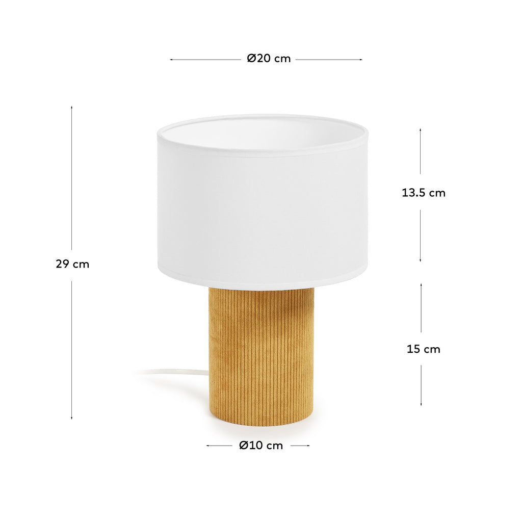 Lampe de table Bianella en velours côtelé moutarde