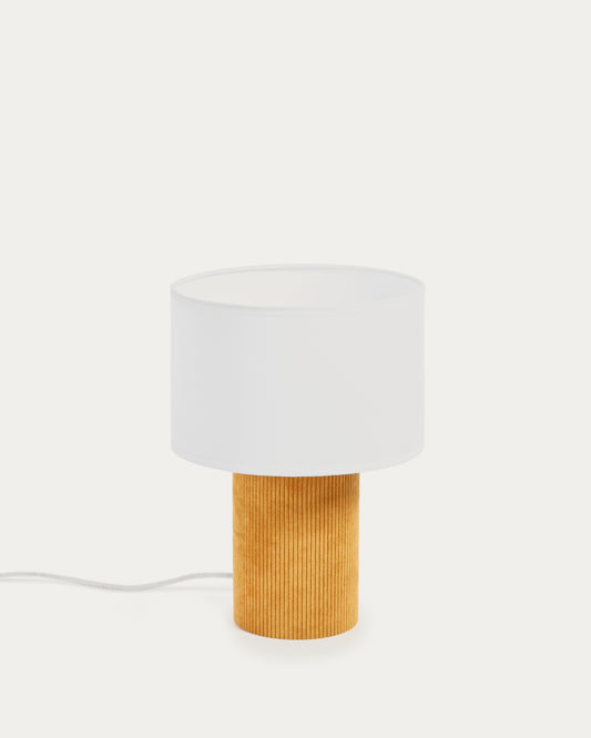 Lampe de table Bianella en velours côtelé moutarde