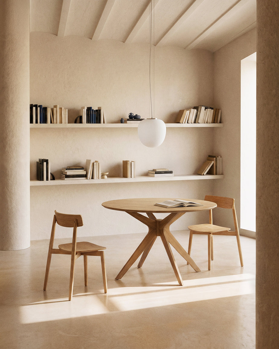 Table Ronde Naanim en placage de chêne Ø 100 cm